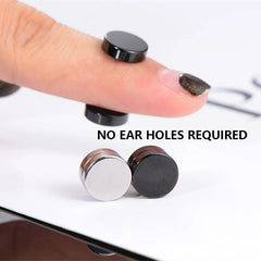 1Pair Fashion Magnetic Clip Ear Stud Non Piercing Earrings Fake Earrings Gift for Men close-up view