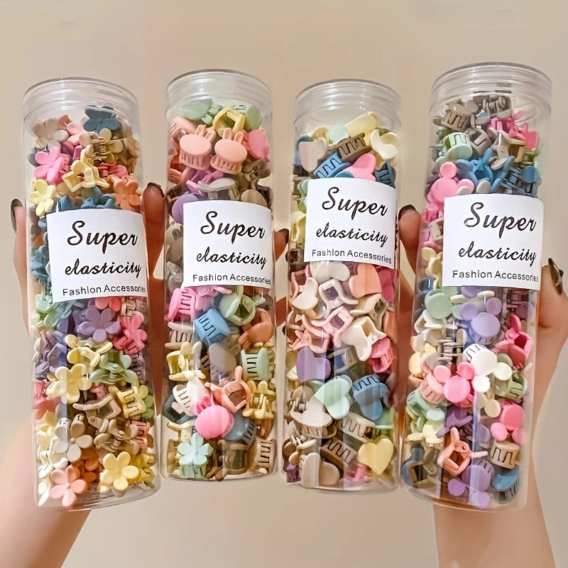 20/30/50 Sets of Mini Hair Clips, Cute Plastic Flower-Shaped Hair Accessories, Pure Color Braids, Su