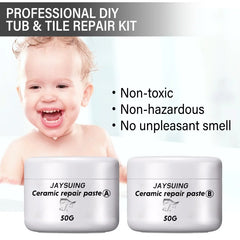 White Porcelain Repair Kit | Ceramic Repair Paste for Tubs, Tiles, Toilets, and Sinks close-up view