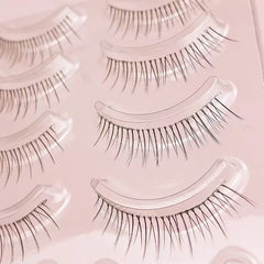 5 Pairs Short False Eyelashes Hard Stem Natural Look Daily Wear | Nude Makeup Lashes close-up view