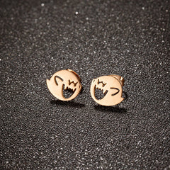 1 Pair Stainless Steel Cute Cartoon Earrings Stud Black Funny Ghost Earings Halloween close-up view