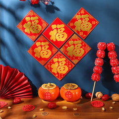 5pcs 2026 Year of the Horse Spring Festival Mini Fu Character Stickers | Chinese Lunar close-up view