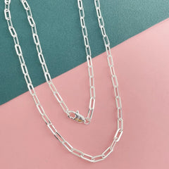 45-60cm Wholesale 925 Sterling Silver 3mm Wide Paper Clip Necklace for Boys Girls Wom alternate view
