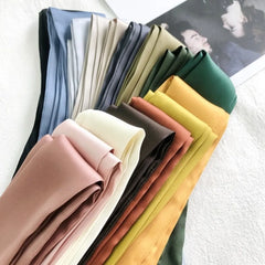 Delicate Long Hair Scarf Favor Silk Headband Neck Scarf Solid Color Hair Wrap Party Scru detail view
