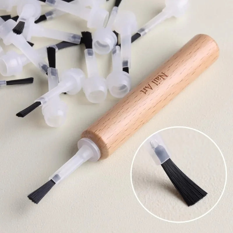 Professional Nail Art Brush Set with Detachable Wooden Grip-Multi-Functional Nail Polish Brushes,Nai