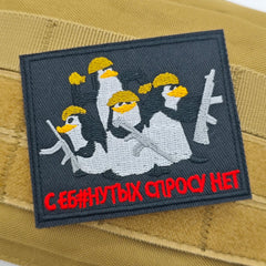 Cartoon Penguin Embroidered Velcro Patch | Tactical Applique for Clothes Bags Hats detail view