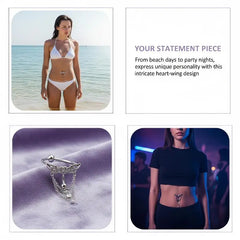 Heart Wings Sexy Belly Button Ring 1PC High Quality Stainless Steel Navel Piercing Jewel detail view
