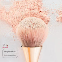 Rose Golden Fan Makeup Brush,Cosmetic Brush Loose Powder Brush ,Highlighting Brush Blush detail view