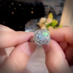 Luxury Jewelry 925 Sterling Silver Large Round Cut White Topaz CZ Diamond Couple Ring alternate view