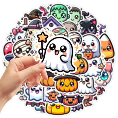 50PCS Halloween Stickers Cute Cartoon Cat Pumpkin Halloween Themed Stickers Fun Holid alternate view