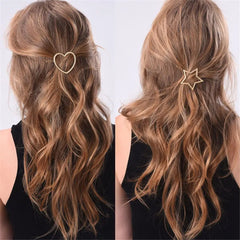 1PC Geometric Ponytail Hairpins Bobby Pins Knot Hair Clip Star Heart Barrettes Metal H close-up view