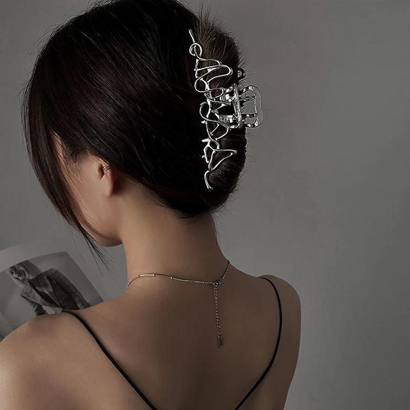 Large Metal Hair Claw Clip Irregular Hairpins Punk Style Hair Claws Barrettes Women Vintage Jaw Clip
