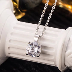 Mini Moissanite Real 925 Sterling Silver Pendant Necklace Female Clavicle Necklaces Wedding Party Je