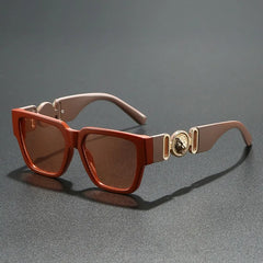 Square Leopard Print Sunglasses | UV400 Protection Travel Sunglasses detail view