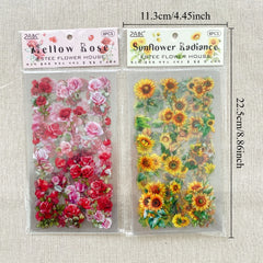 Transparent Flower Stickers Set | 6 Sheets PET Stickers for Scrapbook and Junk Journal detail view