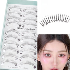 Anime Style False Eyelashes 10 Pairs | 11mm C-Shaped Curled DIY Strip Lashes close-up view