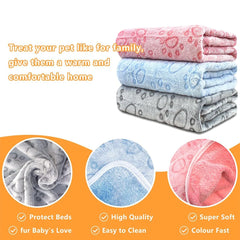 1pcs Ultra-Soft Paw Print Dog Blankets - Machine Washable, Cozy Pet Pillow Pads for Indo detail view