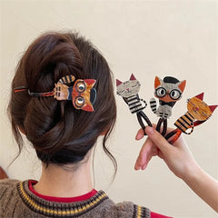 Cute Cartoon Cat Twist Hair Clips Girls Acrylic Hair Claw Crab Holder Barrettes Hairpin Hairgrip Wom