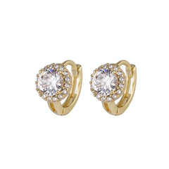 Huitan Cubic Zirconia Hoop Earrings | Dainty Fashion Jewelry for Women close-up view