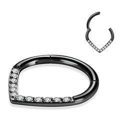 1PC G23 Titanium Hoop CZ Heart Septum Helix Piercing Nose Rings Tragus Cartilage Hing alternate view