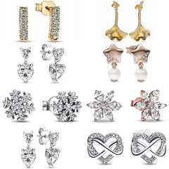 Hot Sell Double Hoop Snowflake Ginkgo Fit Original Charms Diy Fine Jewelry Gift For Women Making Acc
