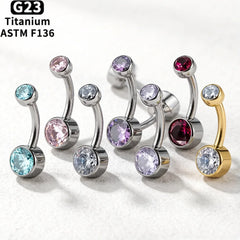 ASTM F136 Titanium Internally Threaded Navel Rings 10mm 12mm with round CZ Belly Button Rings Belly