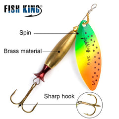 FISH KING Metal Spinner Lure – 18g/24g Long Cast Hard Bait with Hook - Onlytenbucks.com