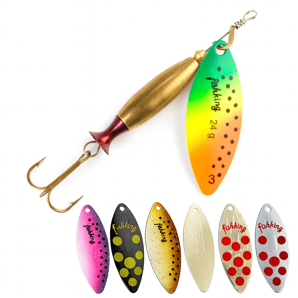 FISH KING Metal Spinner Lure – 18g/24g Long Cast Hard Bait with Hook - Onlytenbucks.com