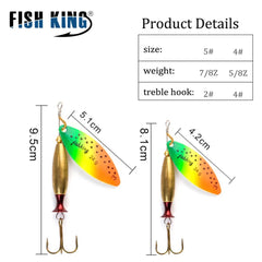FISH KING Metal Spinner Lure – 18g/24g Long Cast Hard Bait with Hook - Onlytenbucks.com