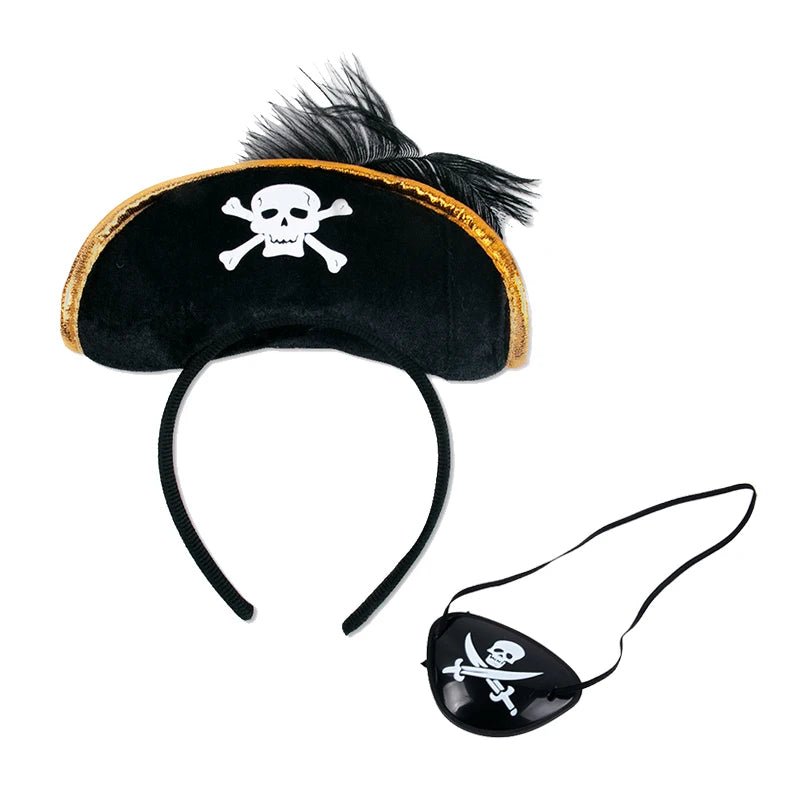 Pirate Skull Hat & Eye Patch Set – Kids Halloween Captain Costume Accessory - Onlytenbucks.com