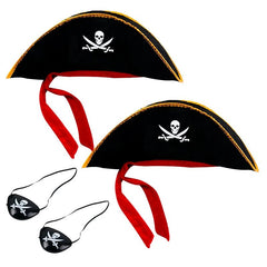 Pirate Skull Hat & Eye Patch Set – Kids Halloween Captain Costume Accessory - Onlytenbucks.com