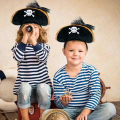 Pirate Skull Hat & Eye Patch Set – Kids Halloween Captain Costume Accessory - Onlytenbucks.com
