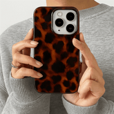 Retro Amber Laser Texture Phone Case – Leopard Print Shockproof Soft Back Cover - Onlytenbucks.com