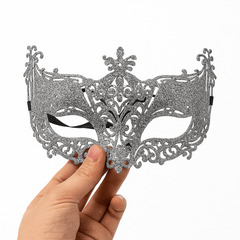 Silver and Black Venetian Masquerade Eye Mask - Onlytenbucks.com