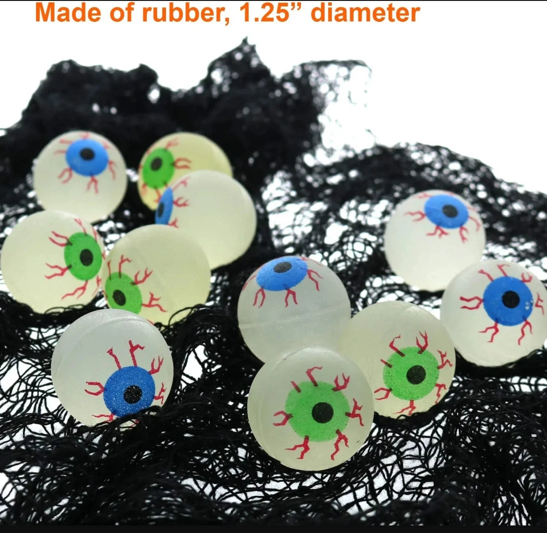 10 Piece Glow in the Dark Eyeball Bouncy Balls - Onlytenbucks.com