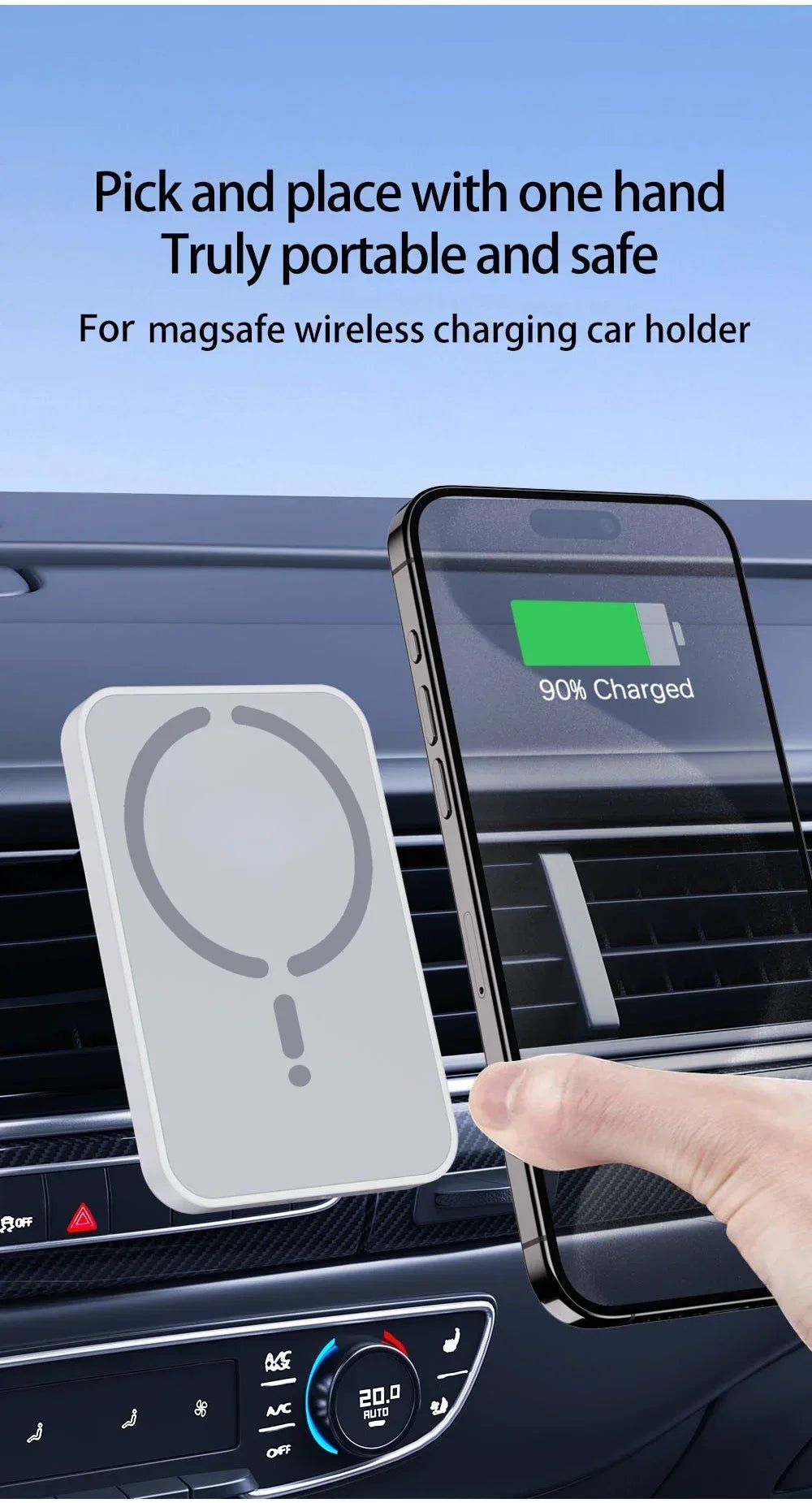 100W Magnetic Wireless Car Charger Air Vent Phone Holder - Onlytenbucks.com