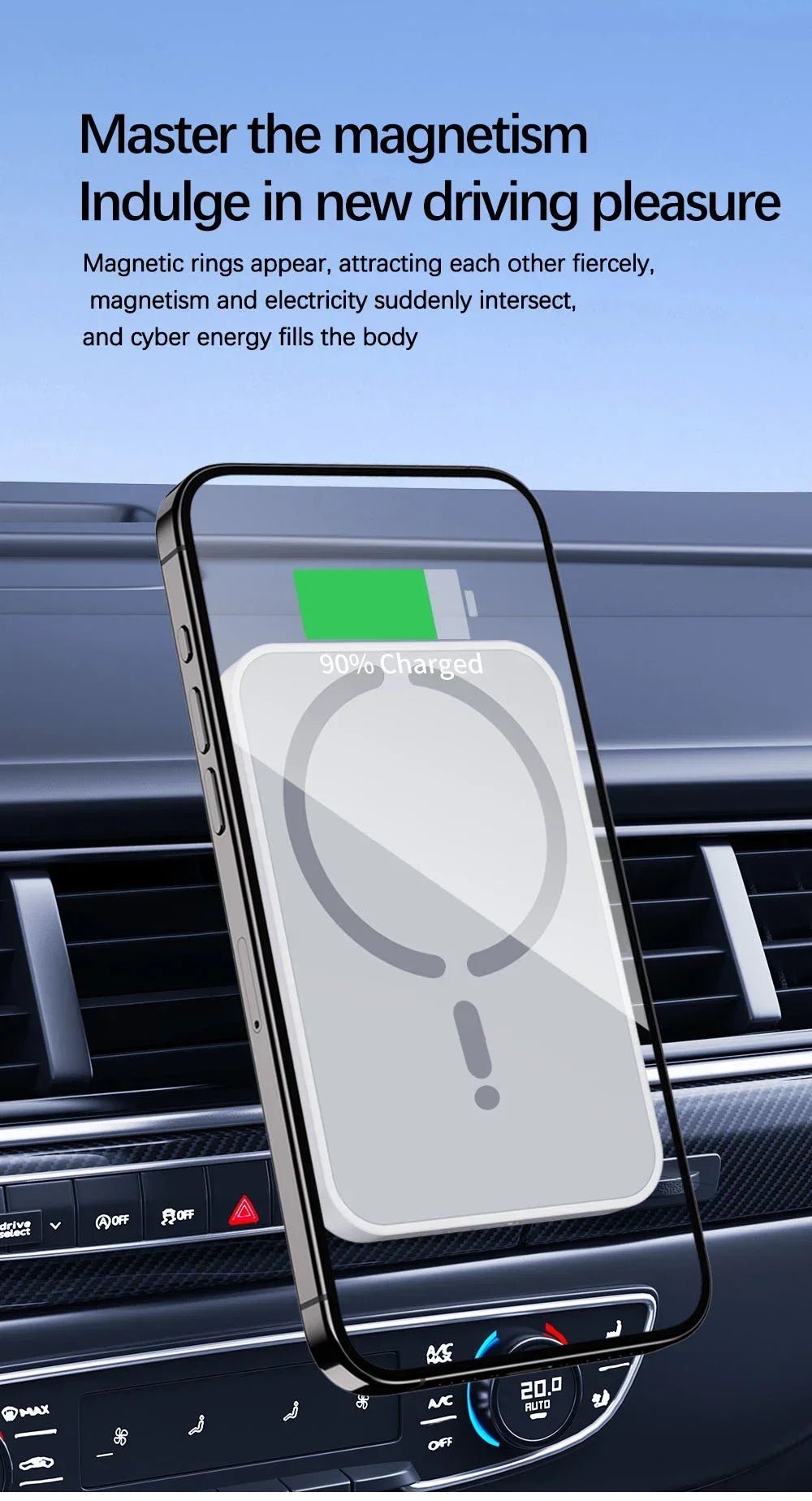 100W Magnetic Wireless Car Charger Air Vent Phone Holder - Onlytenbucks.com
