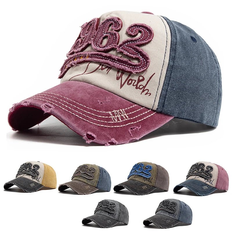 1962 Embroidery Vintage Washed Cotton Baseball Cap - Onlytenbucks.com