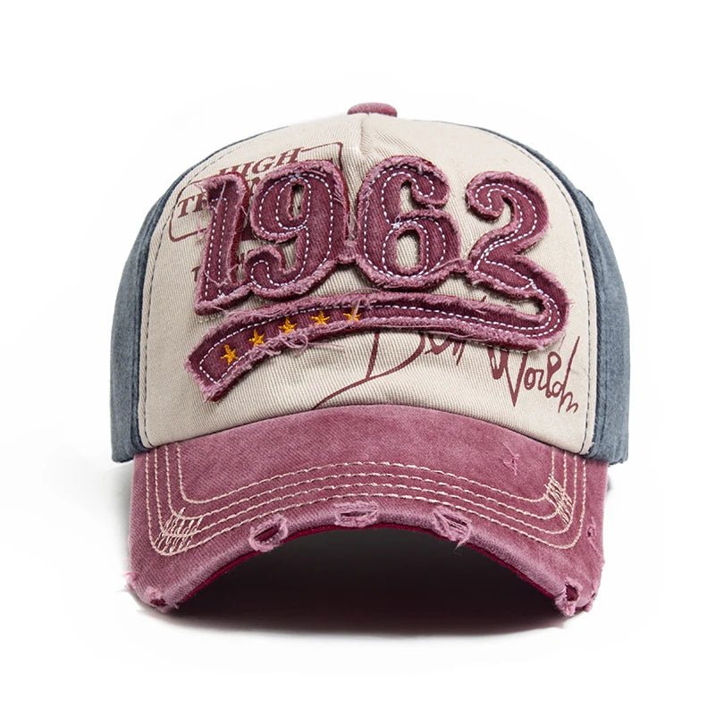 1962 Embroidery Vintage Washed Cotton Baseball Cap - Onlytenbucks.com