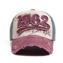 1962 Embroidery Vintage Washed Cotton Baseball Cap - Onlytenbucks.com