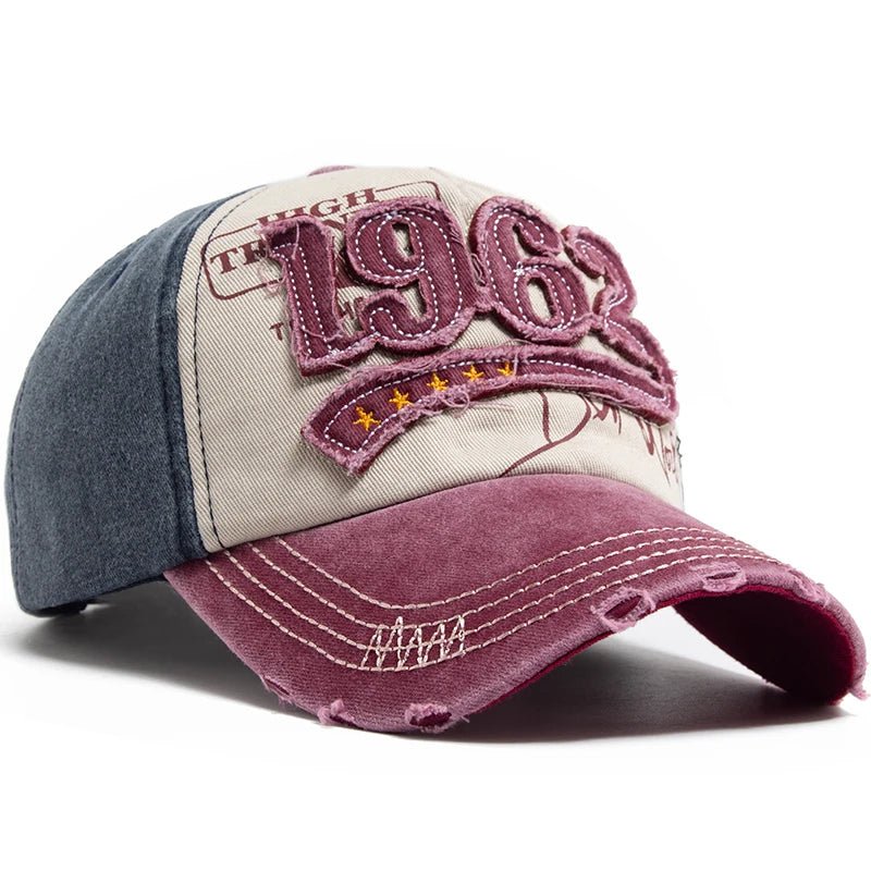 1962 Embroidery Vintage Washed Cotton Baseball Cap - Onlytenbucks.com