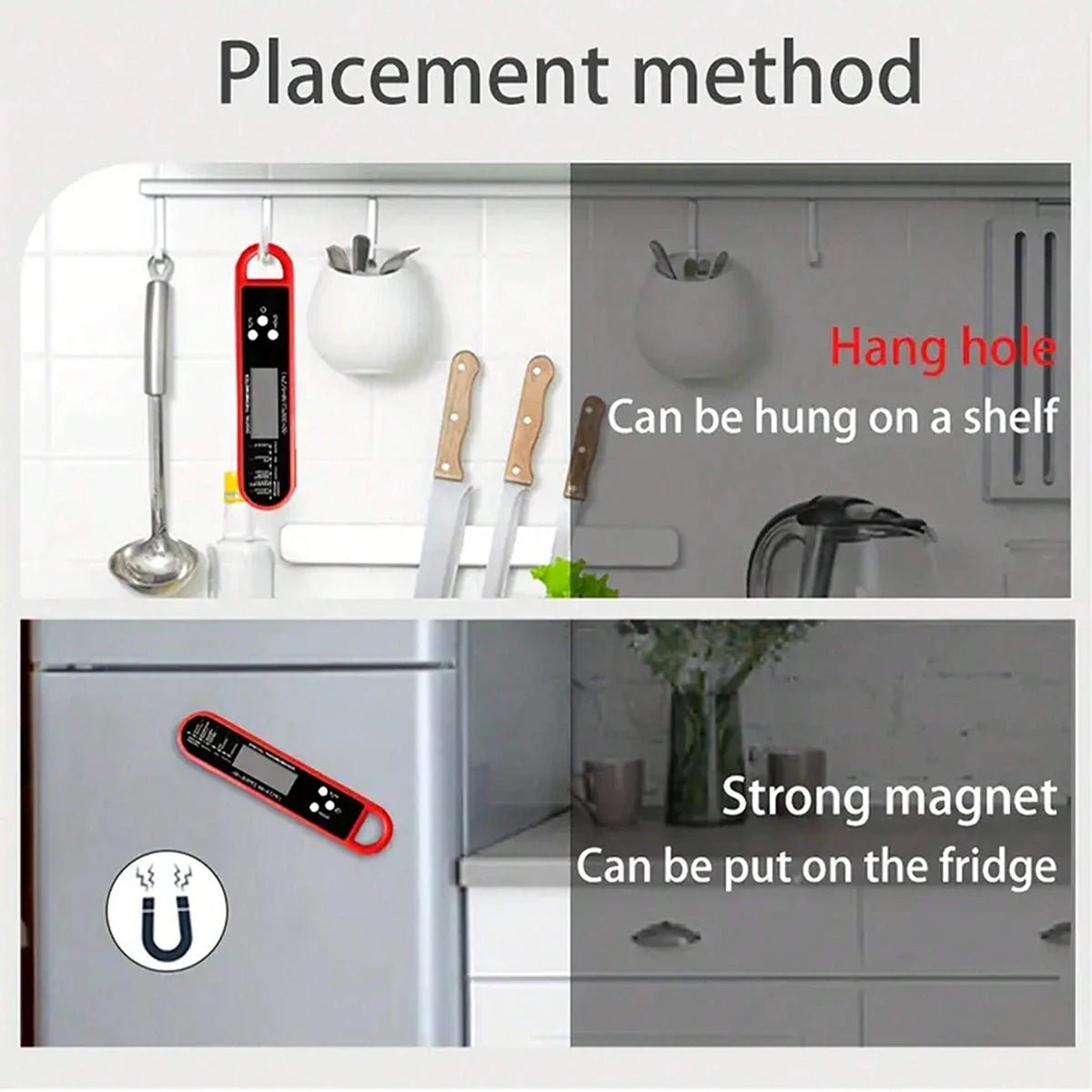 1pc - Digital backlit folding BBQ kitchen cooking ready - to - read thermometer - Onlytenbucks.com