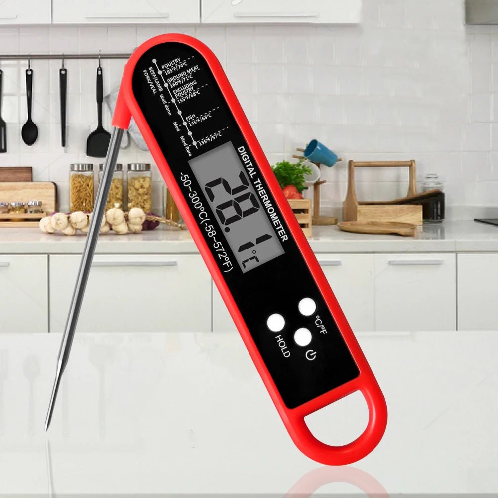 1pc - Digital backlit folding BBQ kitchen cooking ready - to - read thermometer - Onlytenbucks.com