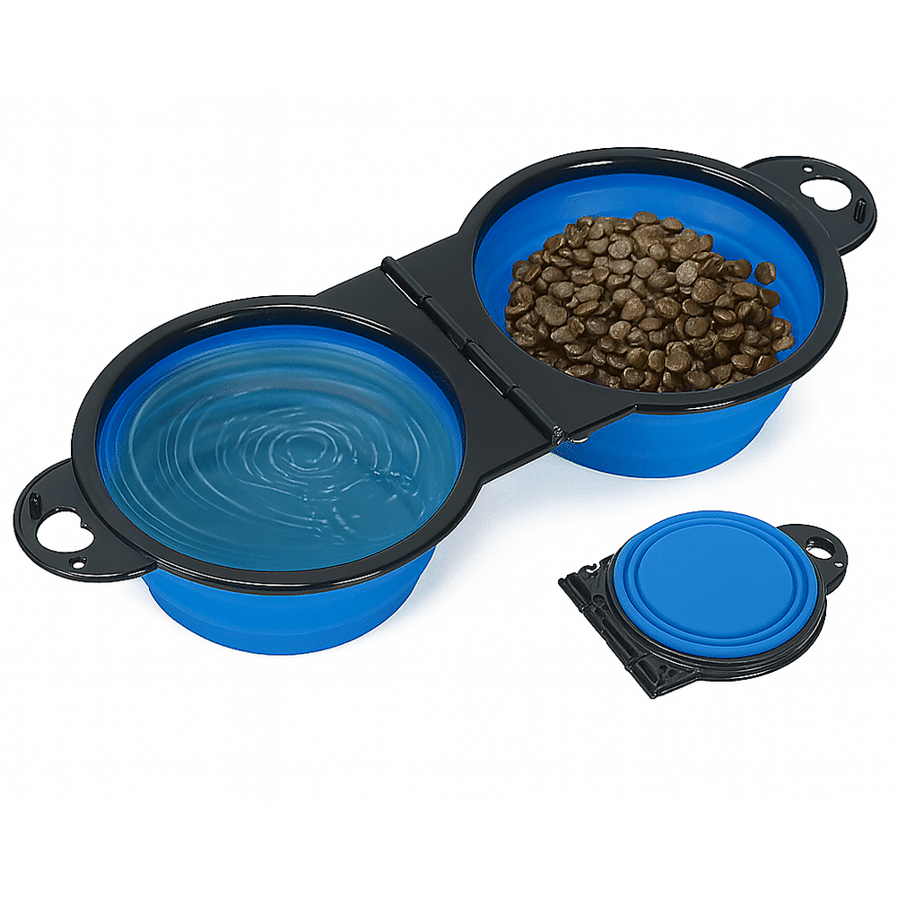 2-in-1 Foldable Dual Pet Bowl – Portable Travel Feeding & Drinking Dish - Onlytenbucks.com