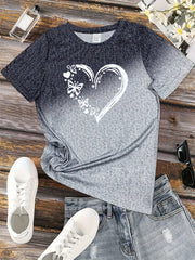 2025 New Style Heart Print Oversized T-Shirt - Onlytenbucks.com