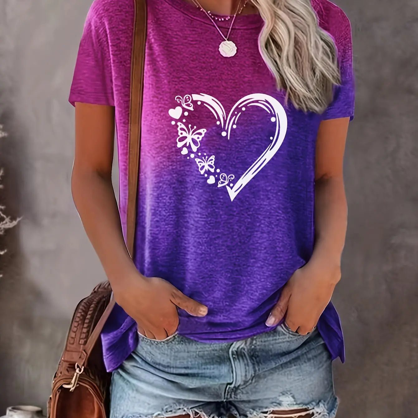 2025 New Style Heart Print Oversized T-Shirt - Onlytenbucks.com