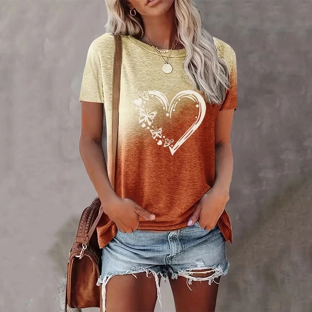 2025 New Style Heart Print Oversized T-Shirt - Onlytenbucks.com