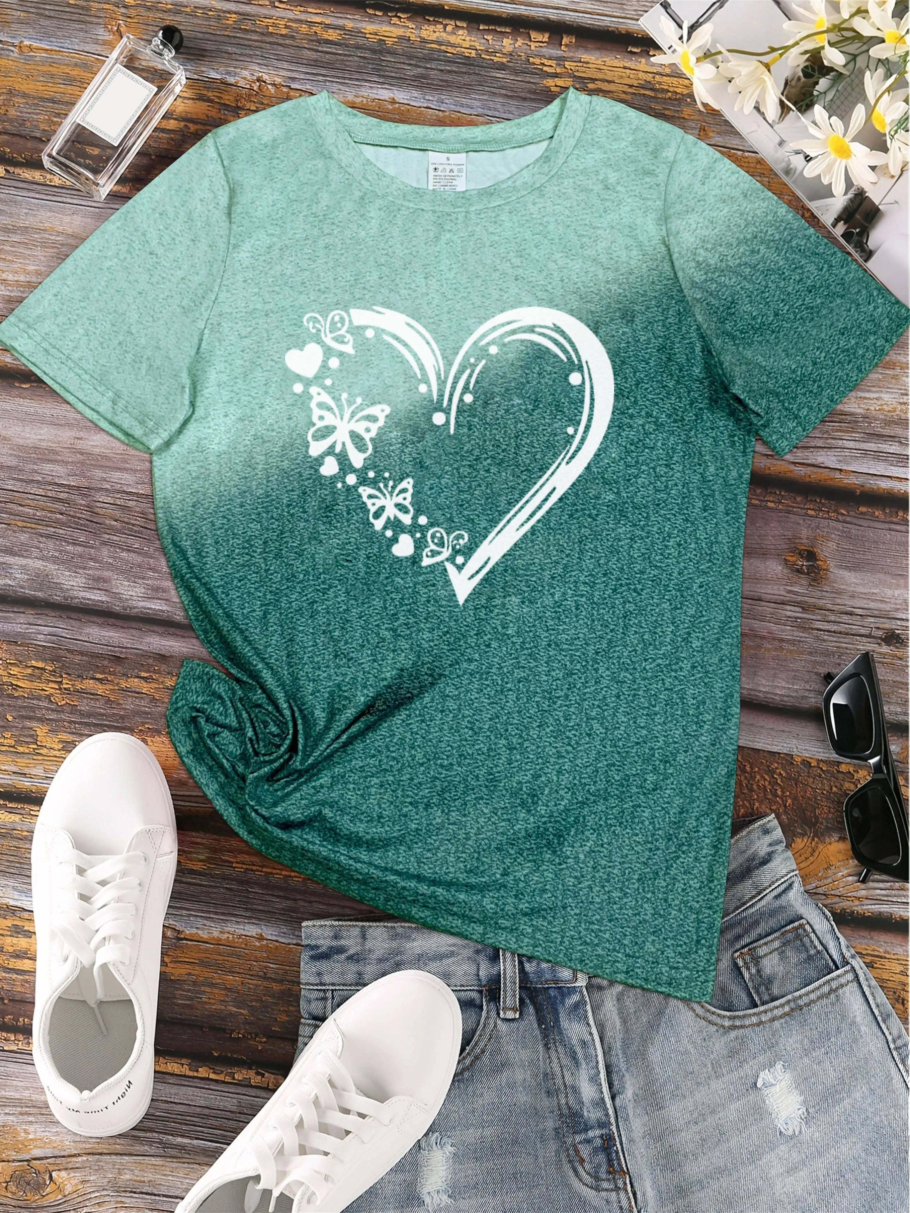 2025 New Style Heart Print Oversized T-Shirt - Onlytenbucks.com
