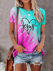 2025 New Style Heart Print Oversized T-Shirt - Onlytenbucks.com