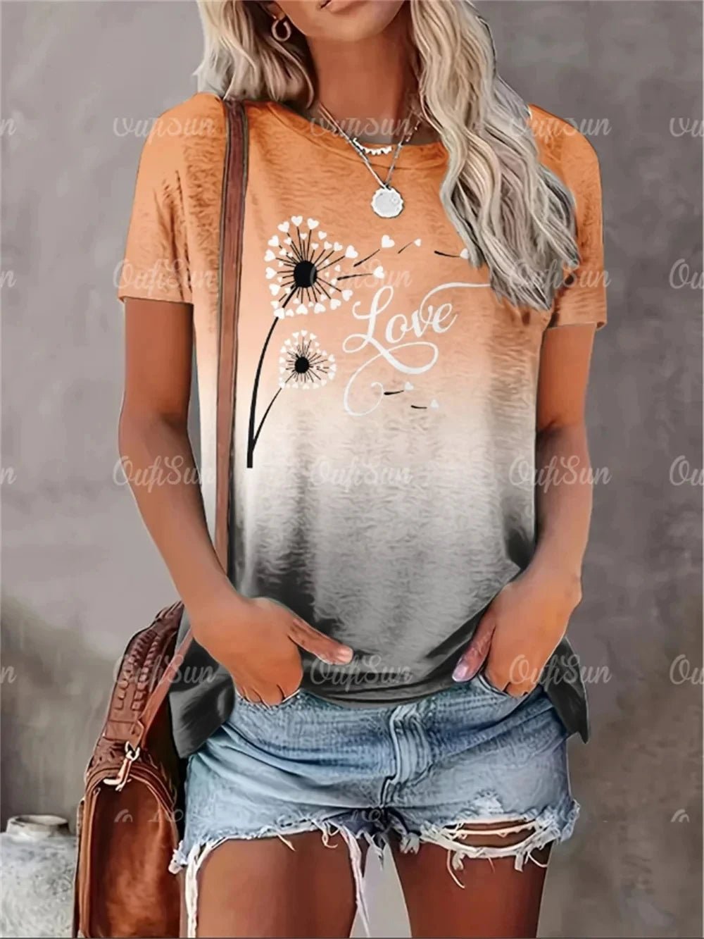 2025 New Style Heart Print Oversized T-Shirt - Onlytenbucks.com